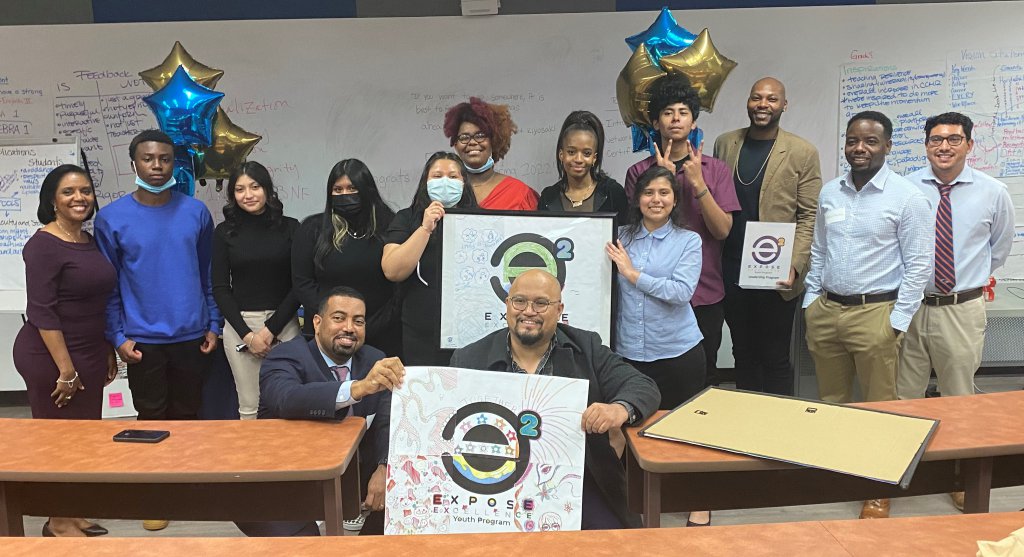 Expose Excellence students and mentors gathered for a group photo